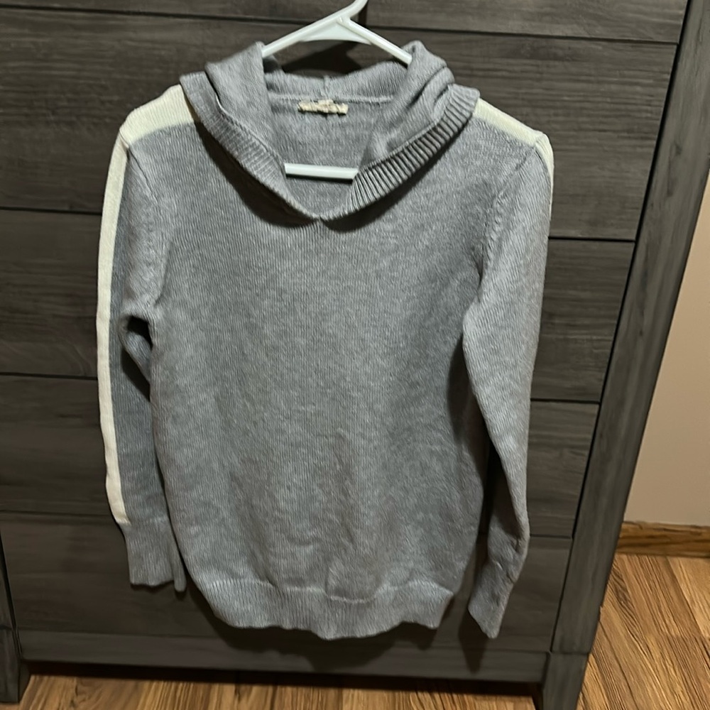 Gray Sweater with cream stripe accent!
